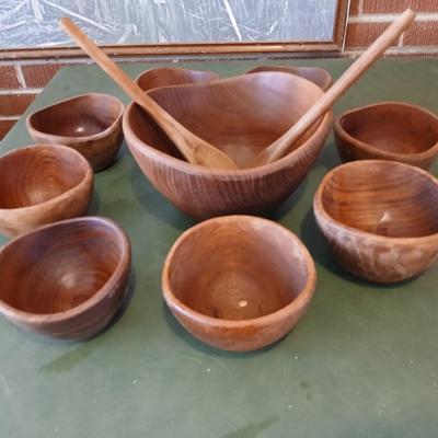 Kalmar Teak Wood Salad Bowl Set – Made in Thailand (9-Piece)
