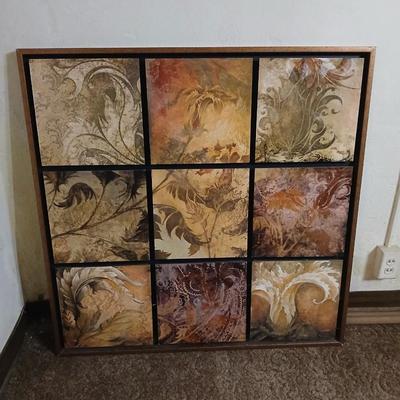 Framed 9-Panel Abstract Botanical Wall Art