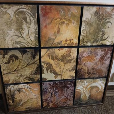 Framed 9-Panel Abstract Botanical Wall Art