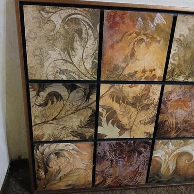 Framed 9-Panel Abstract Botanical Wall Art