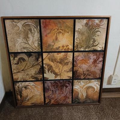 Framed 9-Panel Abstract Botanical Wall Art