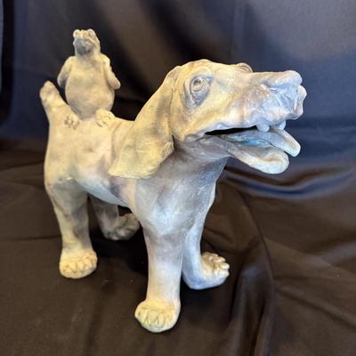 Dog and Friend Sculpture by Aletha Rector (LE-BM)