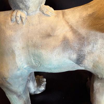Dog and Friend Sculpture by Aletha Rector (LE-BM)
