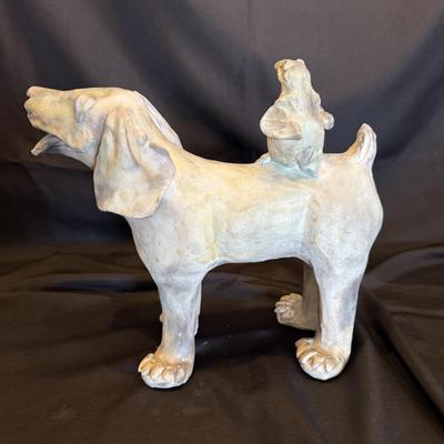 Dog and Friend Sculpture by Aletha Rector (LE-BM)