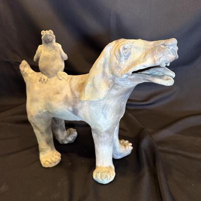 Dog and Friend Sculpture by Aletha Rector (LE-BM)