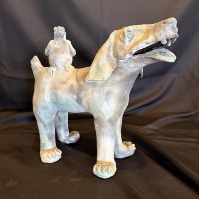 Dog and Friend Sculpture by Aletha Rector (LE-BM)
