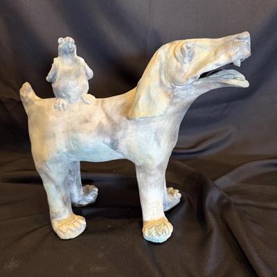 Dog and Friend Sculpture by Aletha Rector (LE-BM)