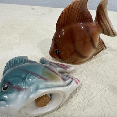 Vintage fish S&P shakers plus wood puzzle