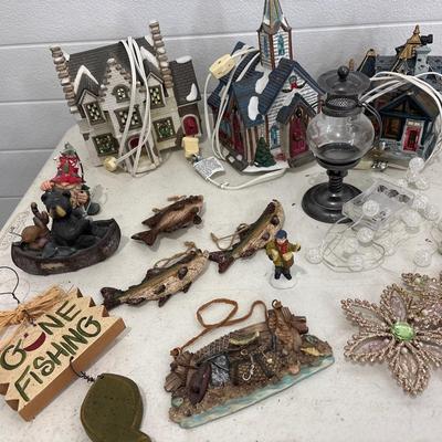 Christmas village pieces and more decor