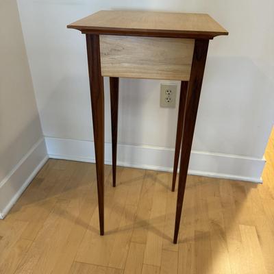 Artisan Signed, Mixed Wood, Pencil-Legged Table (LE-BM)