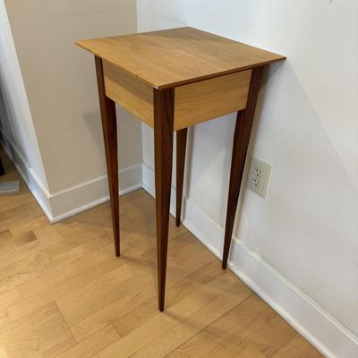 Artisan Signed, Mixed Wood, Pencil-Legged Table (LE-BM)