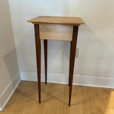 Artisan Signed, Mixed Wood, Pencil-Legged Table (LE-BM)