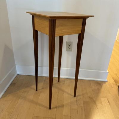 Artisan Signed, Mixed Wood, Pencil-Legged Table (LE-BM)