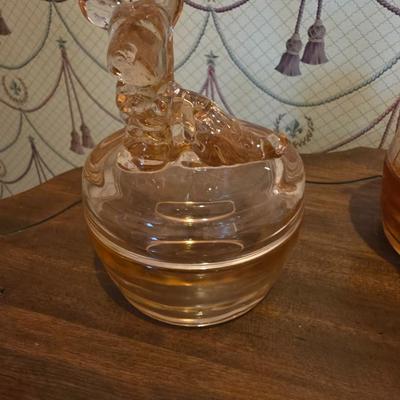 Pink glass nesting dog