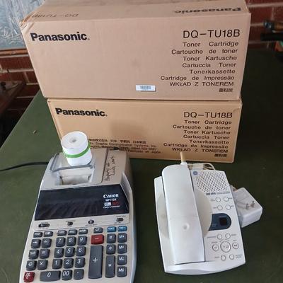 Office Electronics Lot – Canon Calculator, GE Cordless Phone & Panasonic Toner