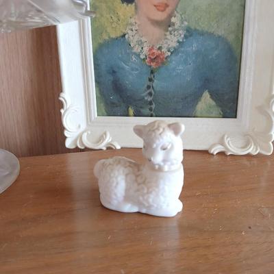 Vintage Figurines & Framed Portrait Lot – 6-Piece Collection
