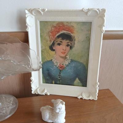 Vintage Figurines & Framed Portrait Lot – 6-Piece Collection