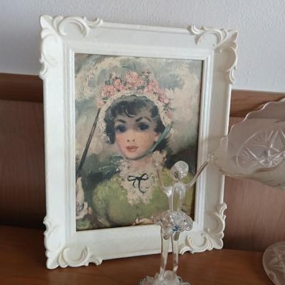 Vintage Figurines & Framed Portrait Lot – 6-Piece Collection