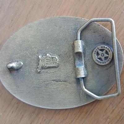Decorative Keepsake Box / Jewlery box with 2 Belt Buckles – Western & Safety Award and a pocketknife