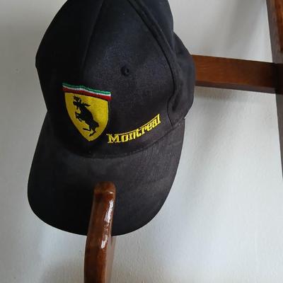 Branded & Military Cap Lot – Ferrari, NAPA, Ritz, 82nd Airborne + More with hat rack