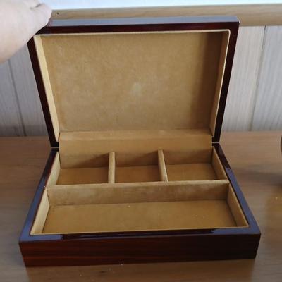 Vintage Decor Lot – Clocks, Cigar Box, English Leather Gift Set wooden box & More