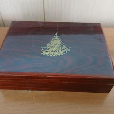 Vintage Decor Lot – Clocks, Cigar Box, English Leather Gift Set wooden box & More