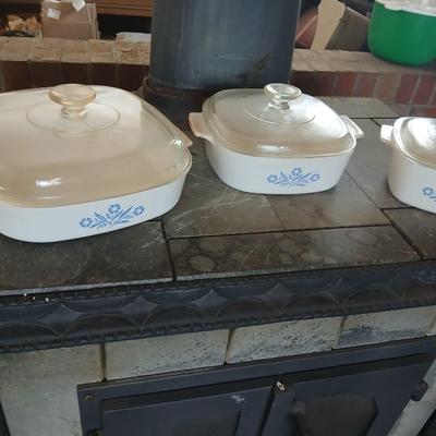 Vintage CorningWare Blue Cornflower Casserole Dish Set – 3 Pieces with Lids