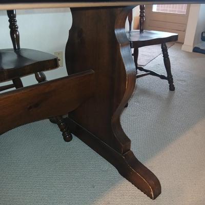 Solid Wood Dining Table with 8 Matching Spindle-Back Chairs and two leaves