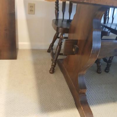 Solid Wood Dining Table with 8 Matching Spindle-Back Chairs and two leaves