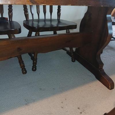 Solid Wood Dining Table with 8 Matching Spindle-Back Chairs and two leaves