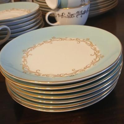 Vintage Lifetime China Co. Semi-Vitreous "Gold Crown" China Set – Blue & Gold Scroll Trim (60+ Pieces)