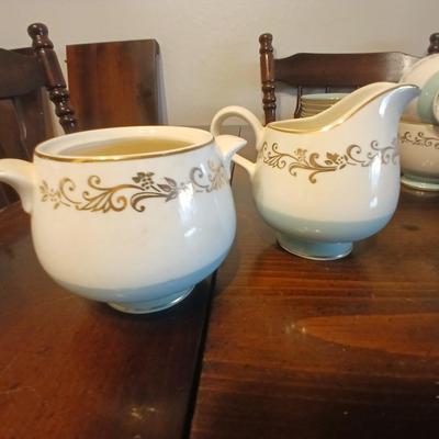 Vintage Lifetime China Co. Semi-Vitreous "Gold Crown" China Set – Blue & Gold Scroll Trim (60+ Pieces)