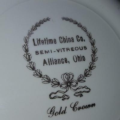 Vintage Lifetime China Co. Semi-Vitreous "Gold Crown" China Set – Blue & Gold Scroll Trim (60+ Pieces)