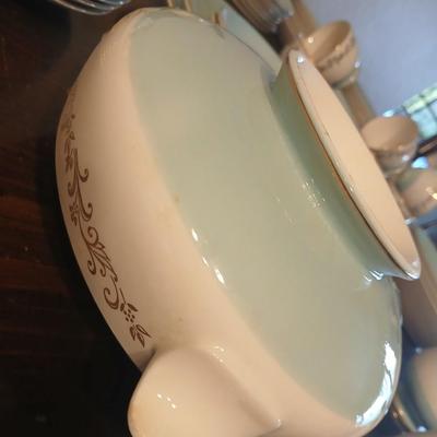 Vintage Lifetime China Co. Semi-Vitreous "Gold Crown" China Set – Blue & Gold Scroll Trim (60+ Pieces)