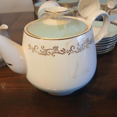 Vintage Lifetime China Co. Semi-Vitreous "Gold Crown" China Set – Blue & Gold Scroll Trim (60+ Pieces)