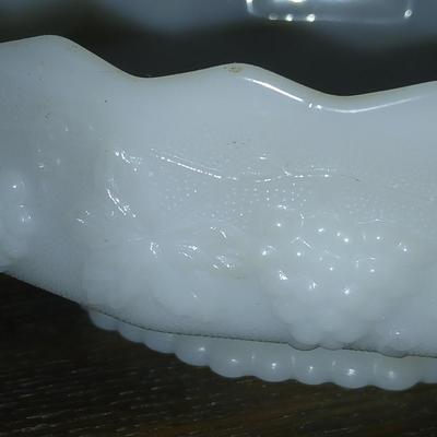 Mixed Lot of Decorative Vintage and Art Glass - FireKing large milk glass dish