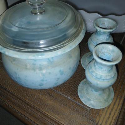 Mixed Lot of Decorative Vintage and Art Glass - FireKing large milk glass dish