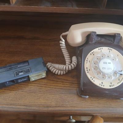Phones off the hook! Rare two-tone Vintage Rotary Dial Telephone & Kodak 310 Everflash Camera