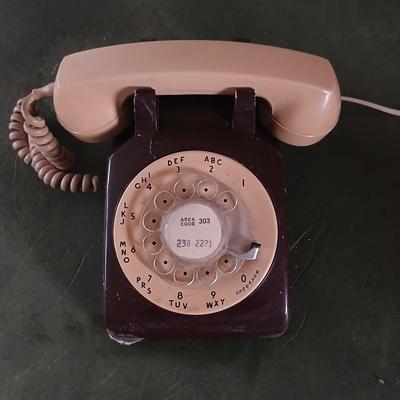 Phones off the hook! Rare two-tone Vintage Rotary Dial Telephone & Kodak 310 Everflash Camera