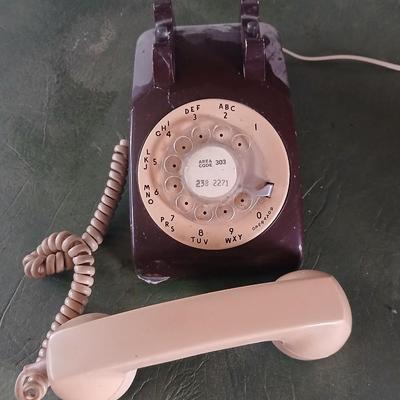 Phones off the hook! Rare two-tone Vintage Rotary Dial Telephone & Kodak 310 Everflash Camera