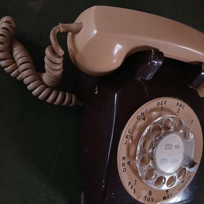 Phones off the hook! Rare two-tone Vintage Rotary Dial Telephone & Kodak 310 Everflash Camera