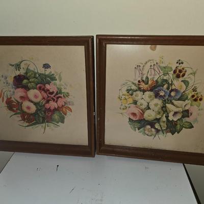 Pair of vintage floral prints