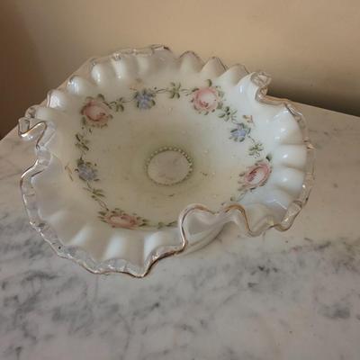 Hand Painted glass compote