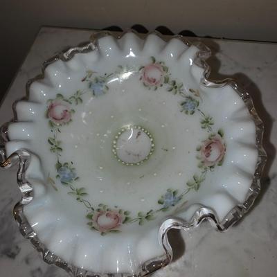 Hand Painted glass compote