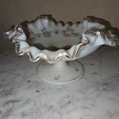 Hand Painted glass compote