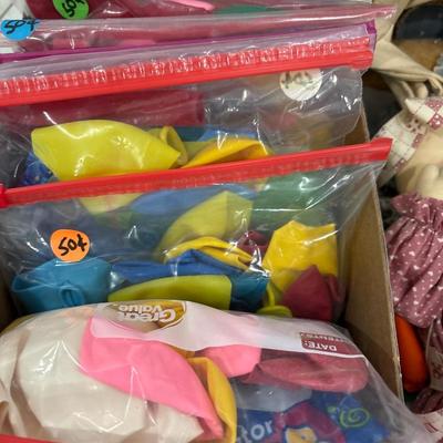 Balloons, puzzles, stuffed animals