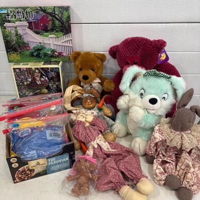 Balloons, puzzles, stuffed animals