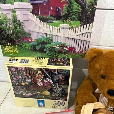 Balloons, puzzles, stuffed animals