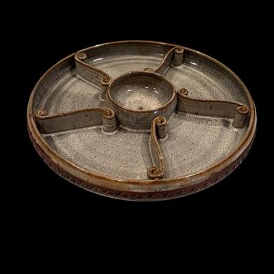 Studio Pottery Divided Serving Dish 14”