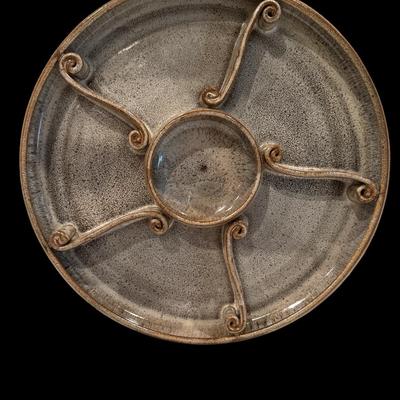 Studio Pottery Divided Serving Dish 14”